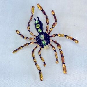 Huge Enamel Halloween Spider Brooch Pin